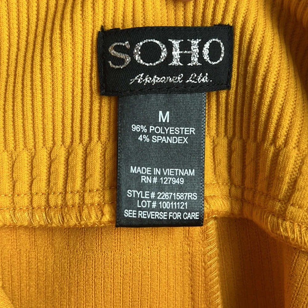 Soho Apparel | Golden Yellow Stretchy Ribbed Midi Skirt Medium